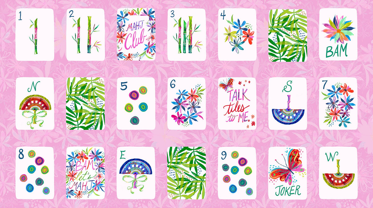 Pink Let's Mahj Mahjong Tile Blocks – 24 Inch Repeat