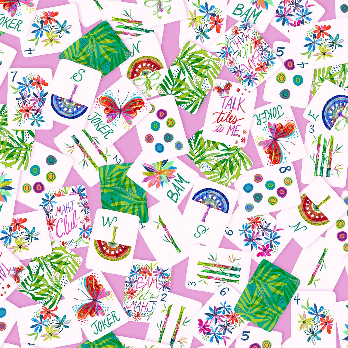 Pink Let's Mahj Large Scattered Tiles
