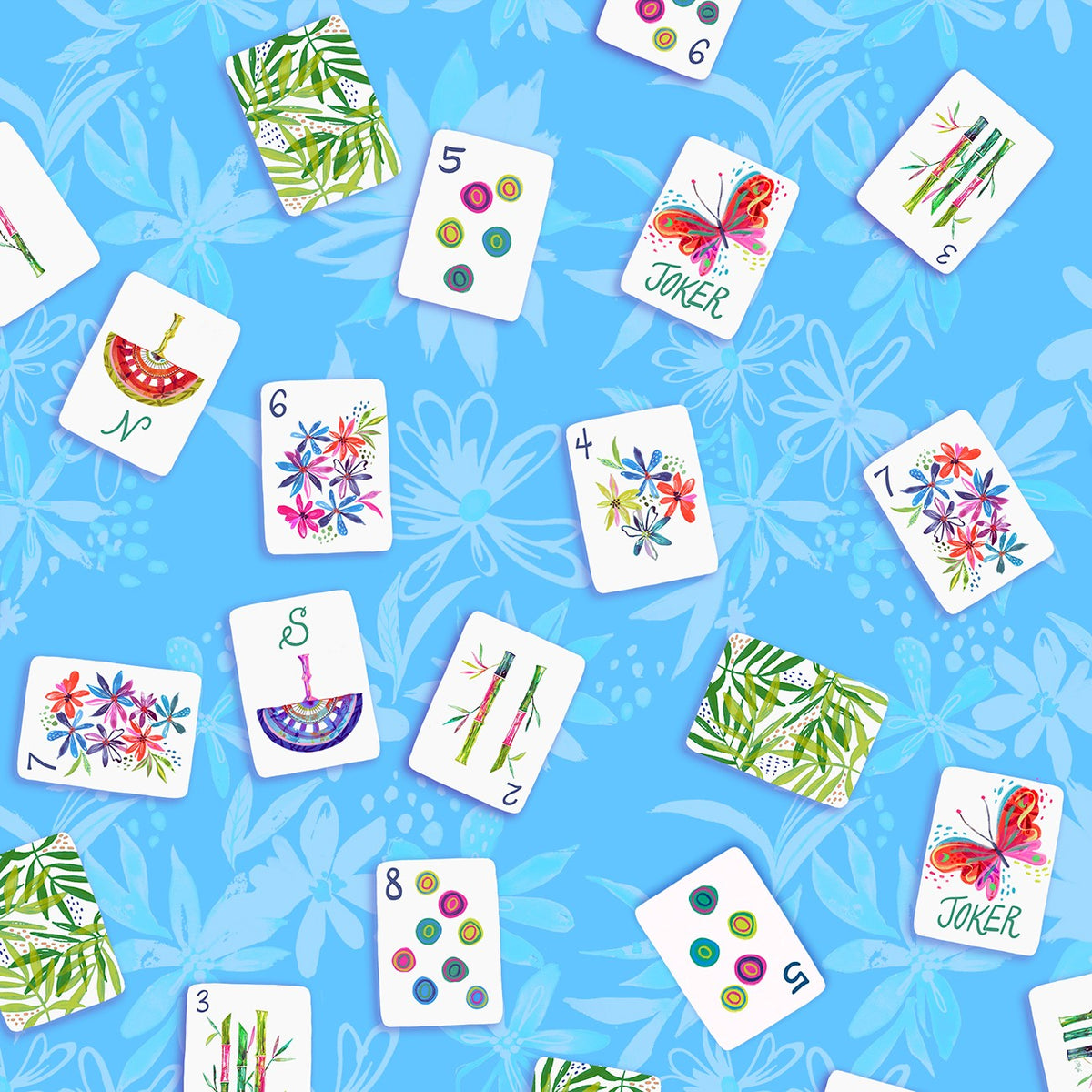 Blue Let's Mahj Tile Toss
