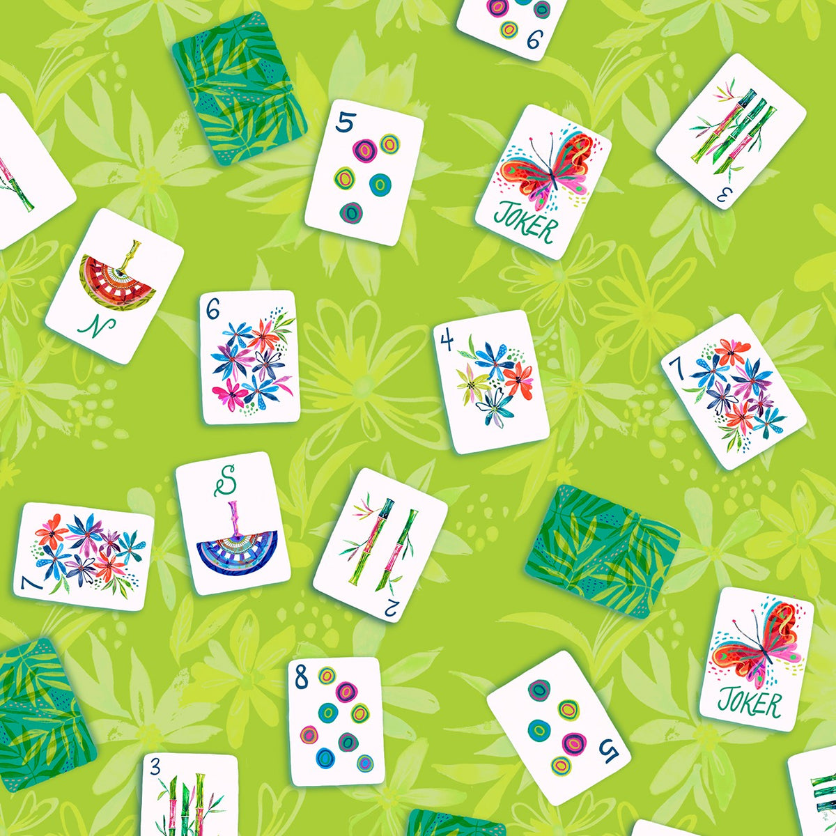 Green Let's Mahj Tile Toss