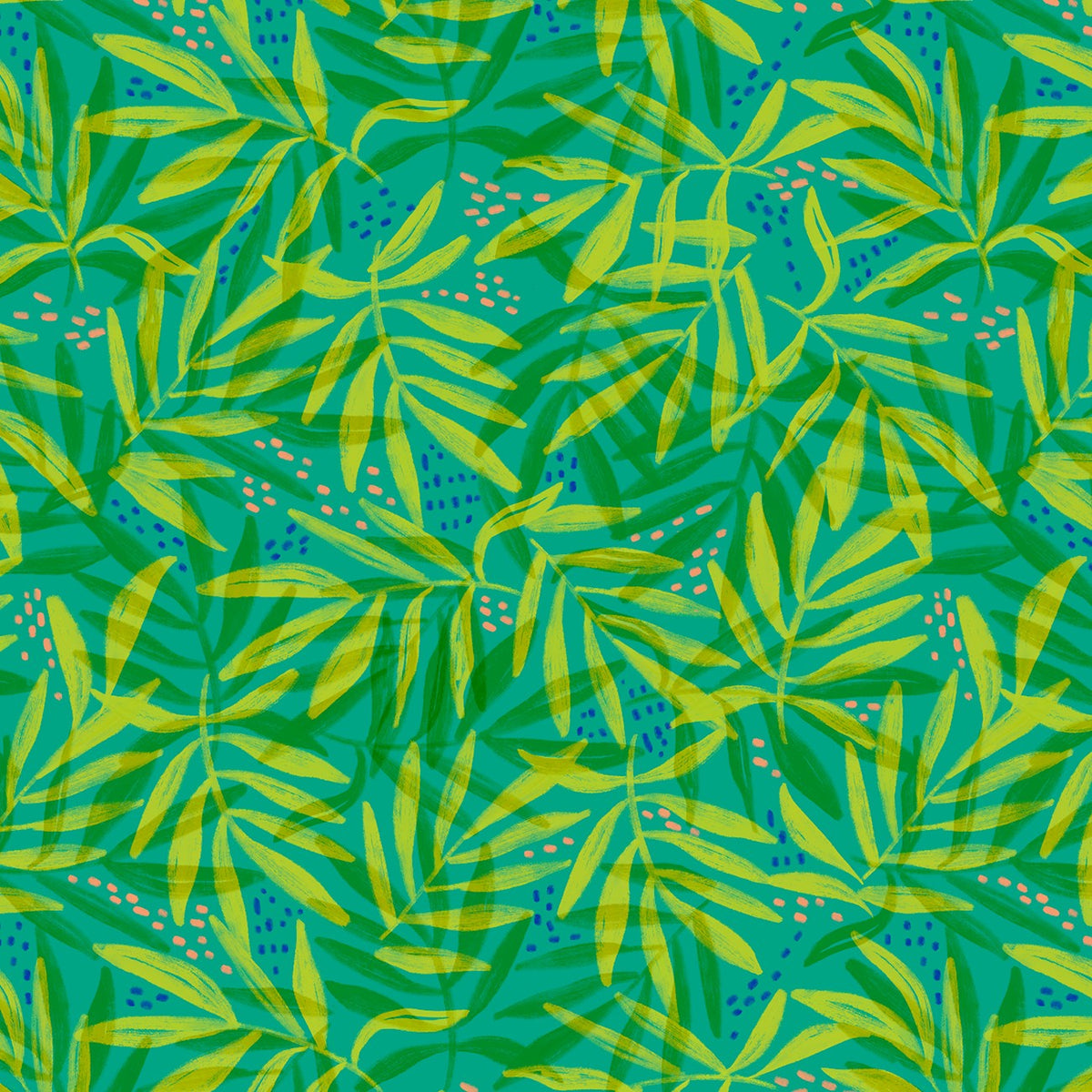Green Let's Mahj Palm Print