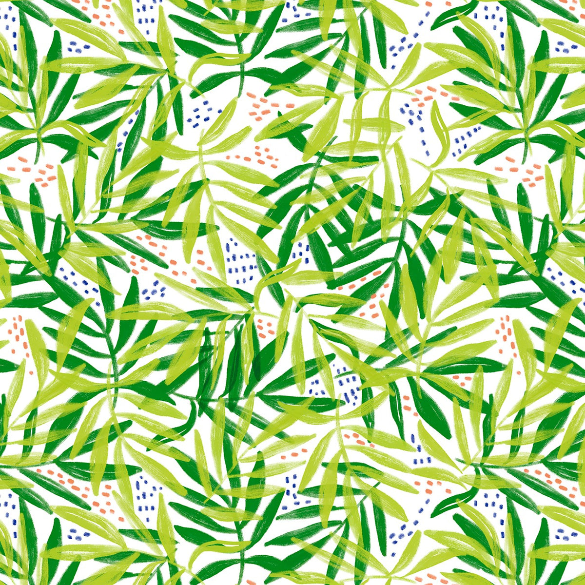 White/Green Let's Mahj Palm Print