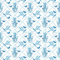 White/Blue Let's Mahj Bamboo Diamonds