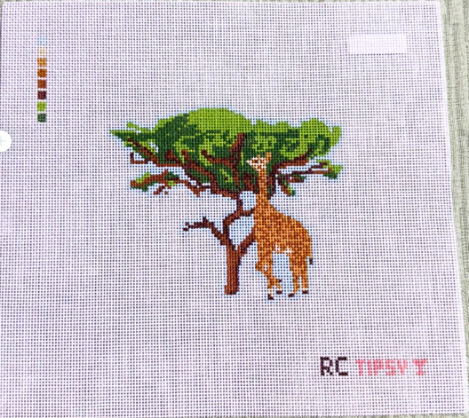 African Safari Giraffe Needlepoint Canvas